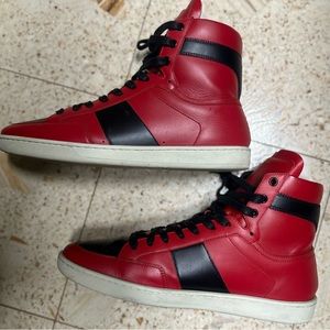 Saint Laurent Paris Red/Black High Top Sneakers Size 44